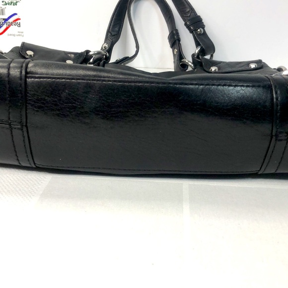 MICHAEL KORS Black Leather Buckle Accents Slim Crossbody Bag silver hardware - Picture 10 of 16